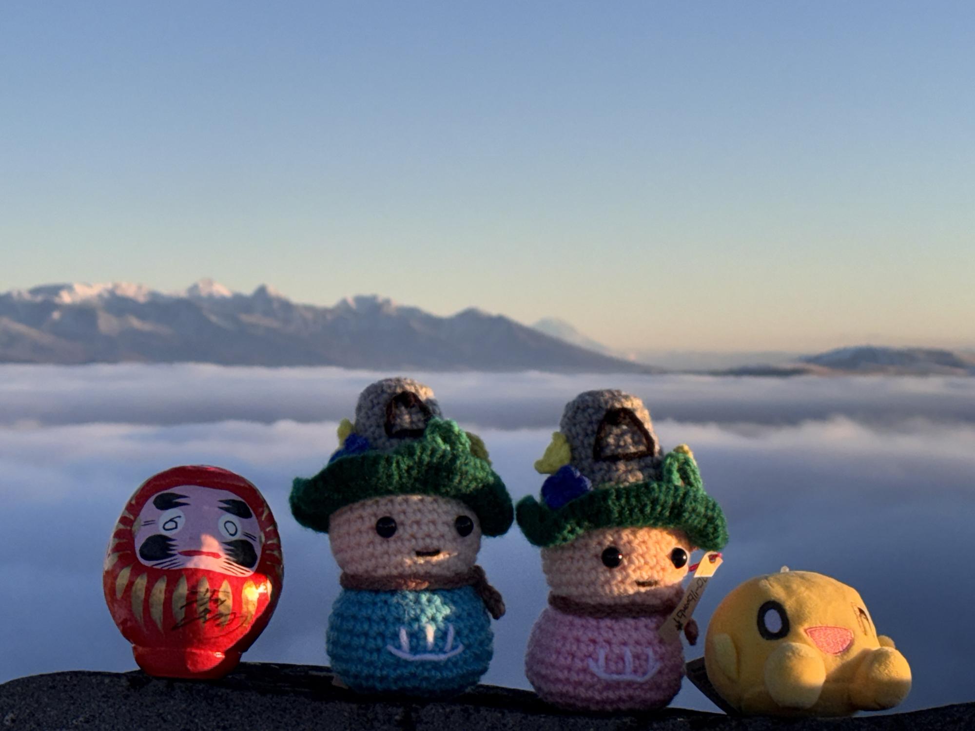 美ヶ原高原雲海と富士山となっちゃん